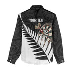 Personalised New Zealand Darts Women Casual Shirt Silver Fern Aotearoa Maori Pattern - Aussie Hoodie