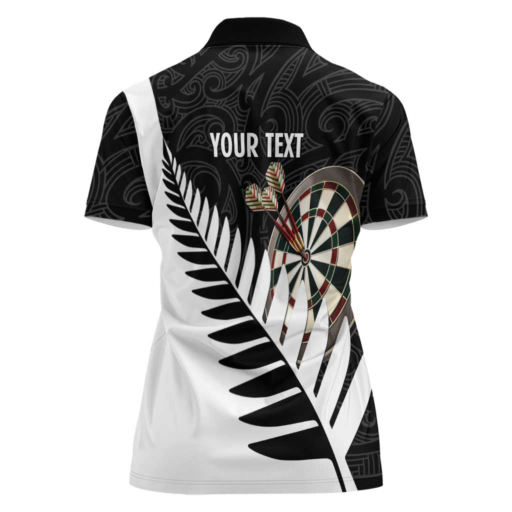 Personalised New Zealand Darts Women Polo Shirt Silver Fern Aotearoa Maori Pattern - Aussie Hoodie
