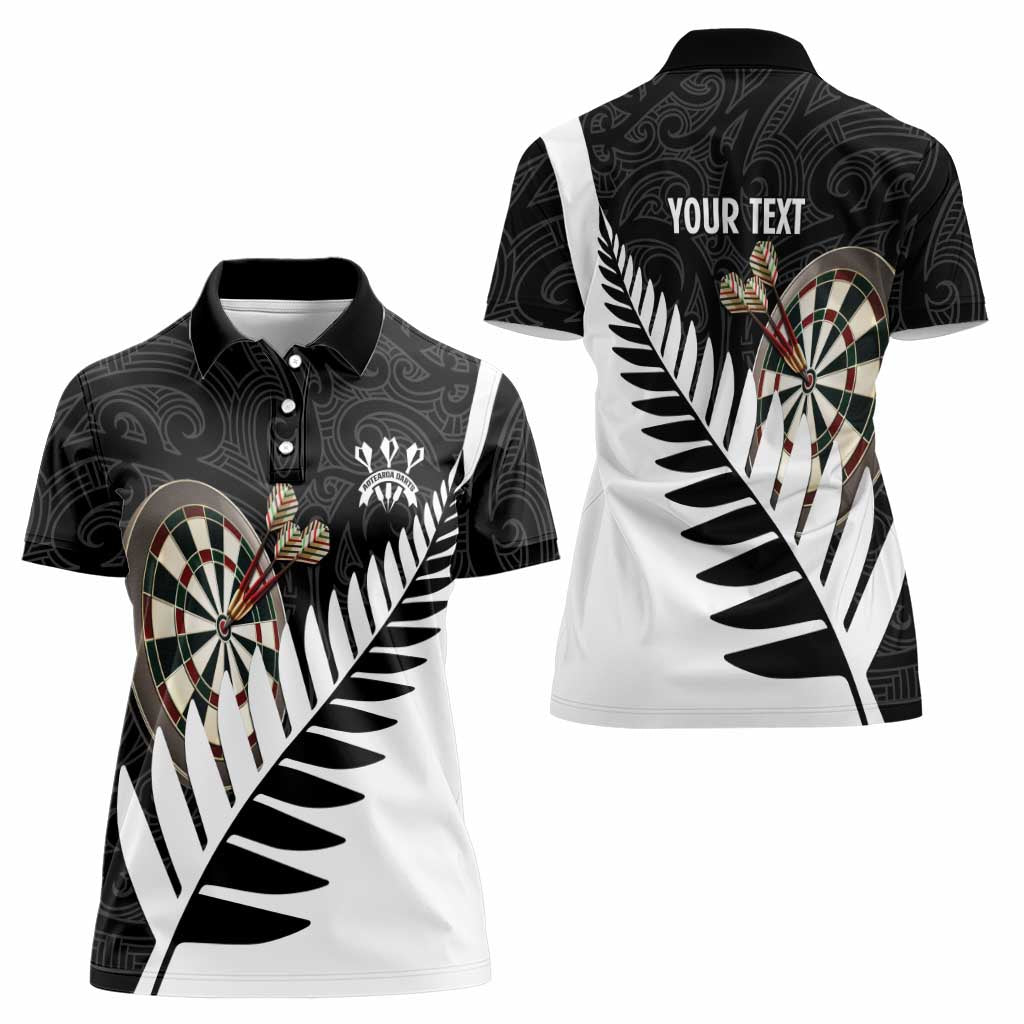 Personalised New Zealand Darts Women Polo Shirt Silver Fern Aotearoa Maori Pattern - Aussie Hoodie