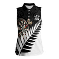 Personalised New Zealand Darts Women Sleeveless Polo Shirt Silver Fern Aotearoa Maori Pattern - Aussie Hoodie
