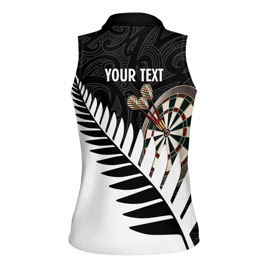 Personalised New Zealand Darts Women Sleeveless Polo Shirt Silver Fern Aotearoa Maori Pattern - Aussie Hoodie