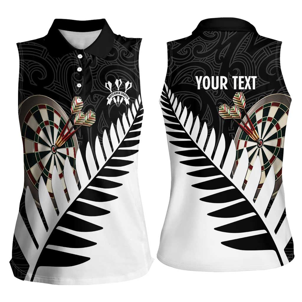 Personalised New Zealand Darts Women Sleeveless Polo Shirt Silver Fern Aotearoa Maori Pattern - Aussie Hoodie