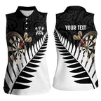 Personalised New Zealand Darts Women Sleeveless Polo Shirt Silver Fern Aotearoa Maori Pattern - Aussie Hoodie