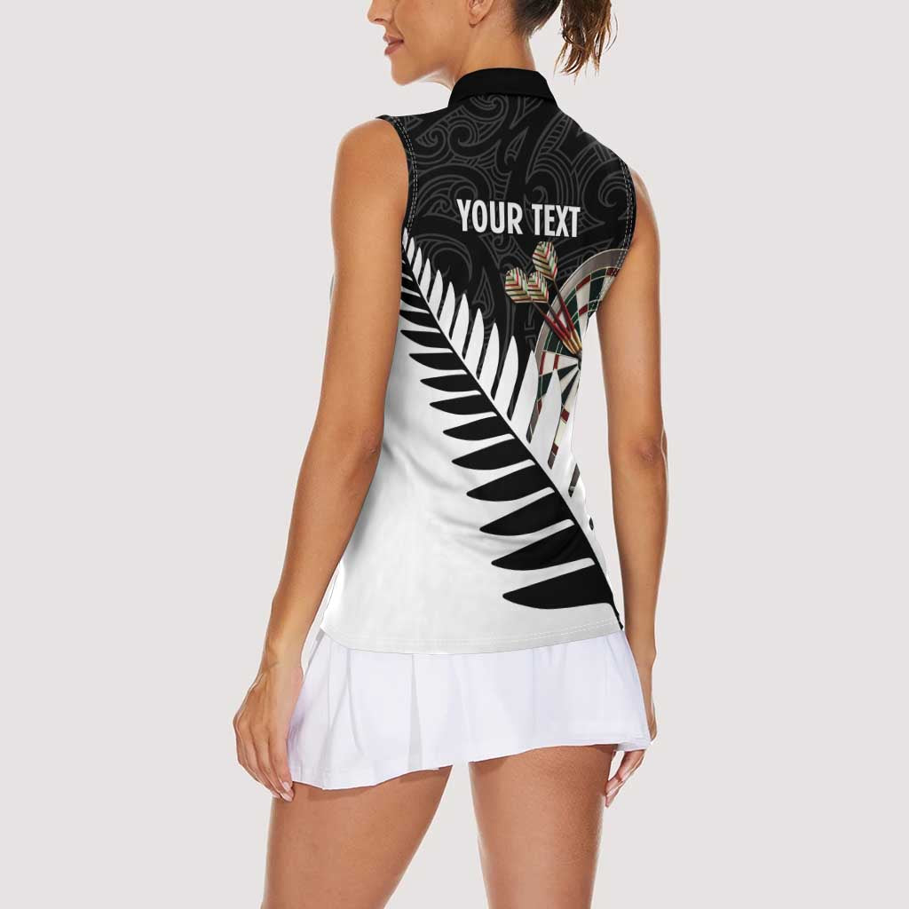 Personalised New Zealand Darts Women Sleeveless Polo Shirt Silver Fern Aotearoa Maori Pattern - Aussie Hoodie