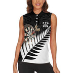Personalised New Zealand Darts Women Sleeveless Polo Shirt Silver Fern Aotearoa Maori Pattern - Aussie Hoodie