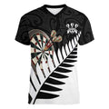 Personalised New Zealand Darts Women V-Neck T-Shirt Silver Fern Aotearoa Maori Pattern - Aussie Hoodie