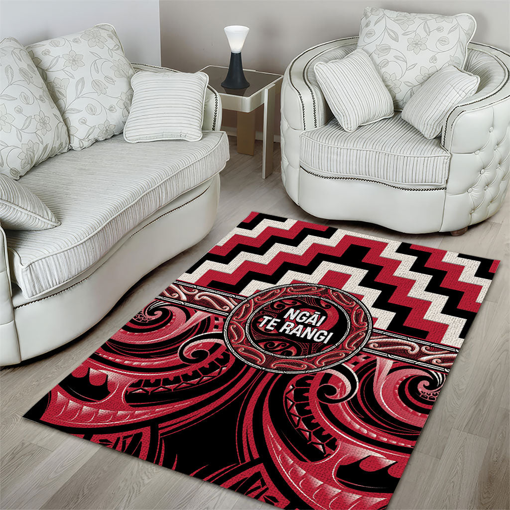 Aotearoa Ngai Te Rangi Area Rug Maori Iwi Poutama Puhoro Tattoo