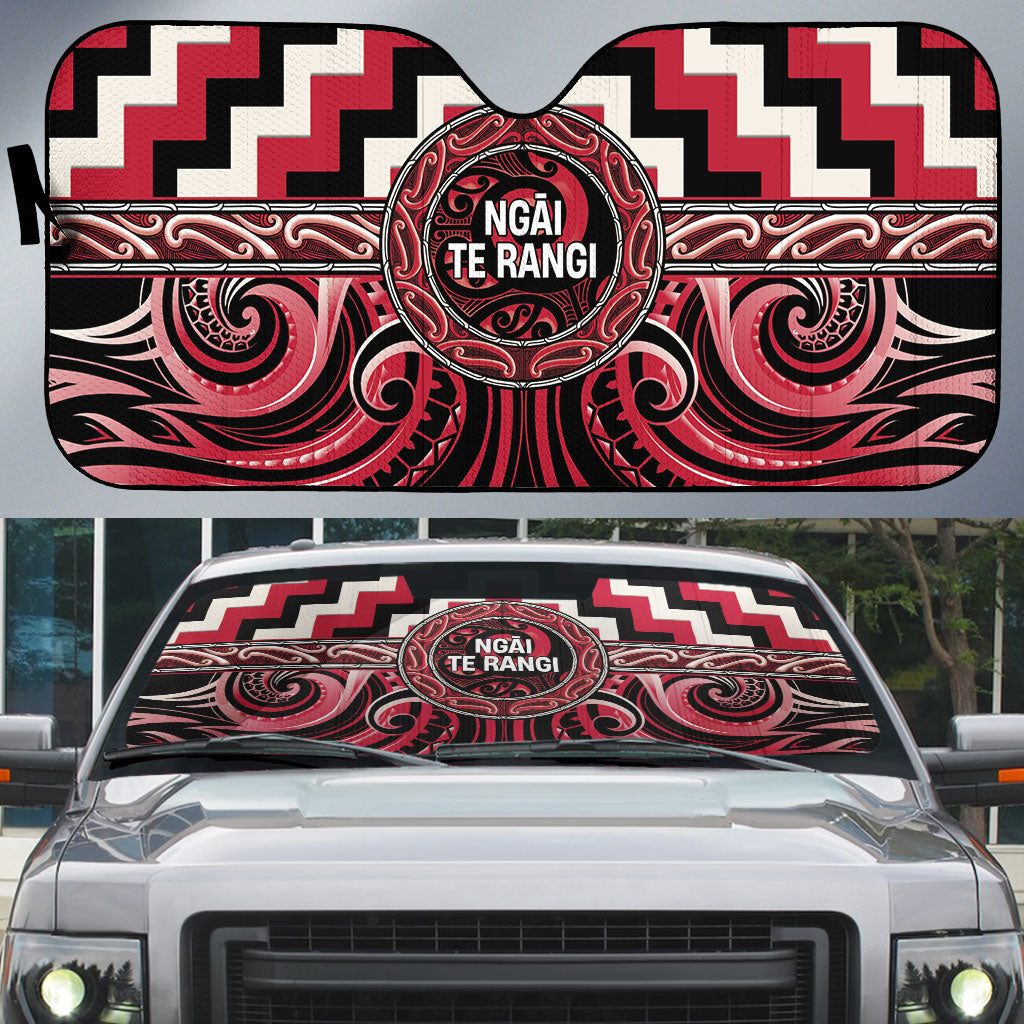 Aotearoa Ngai Te Rangi Auto Sun Shade Maori Iwi Poutama Puhoro Tattoo