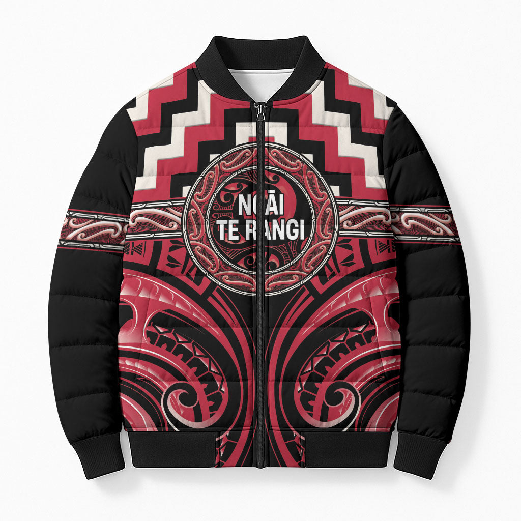 Aotearoa Ngai Te Rangi Personalised Bomber Puffer Jacket Maori Iwi Poutama Puhoro Tattoo