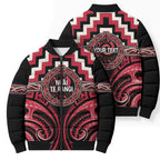 Aotearoa Ngai Te Rangi Personalised Bomber Puffer Jacket Maori Iwi Poutama Puhoro Tattoo