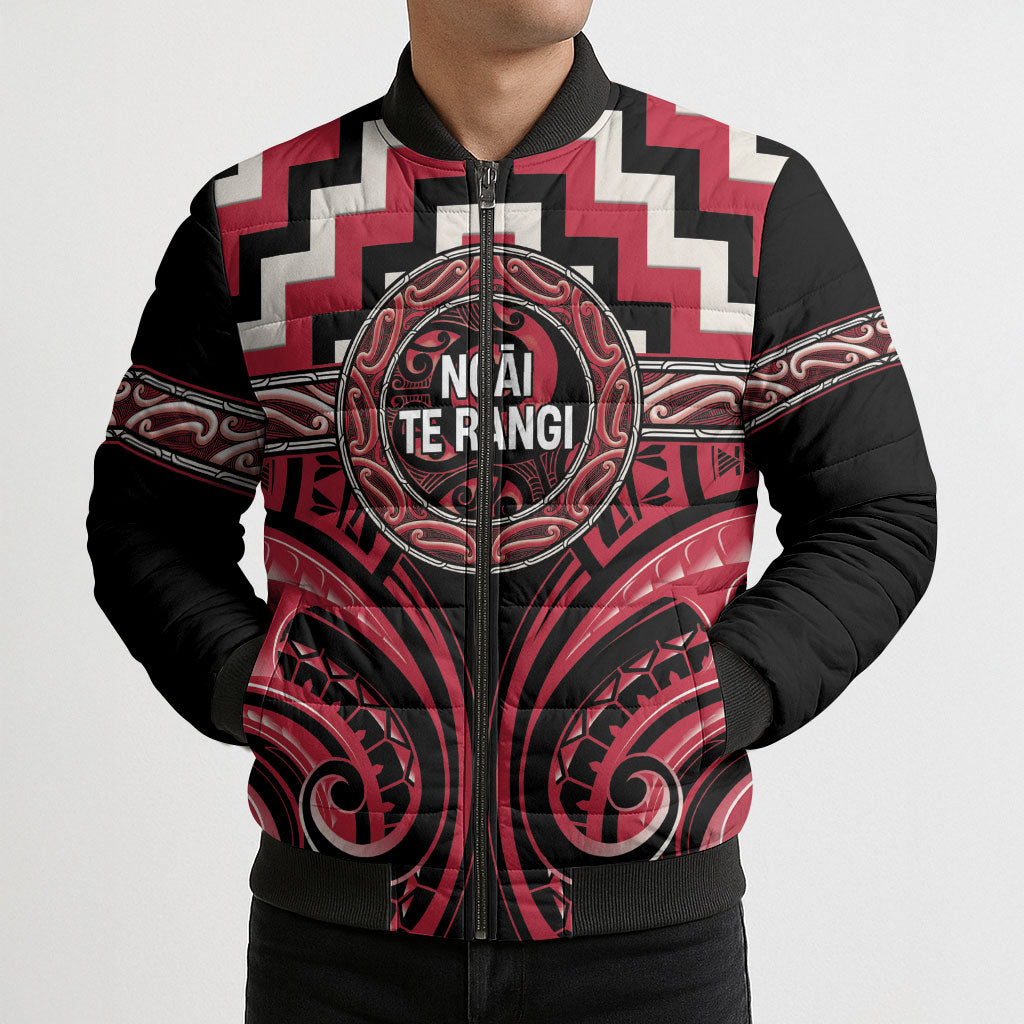 Aotearoa Ngai Te Rangi Personalised Bomber Puffer Jacket Maori Iwi Poutama Puhoro Tattoo
