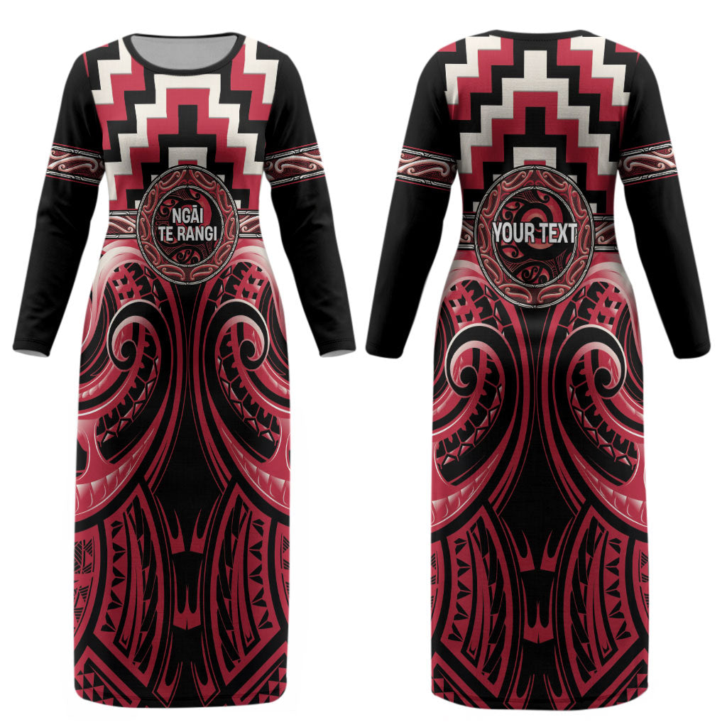 Aotearoa Ngai Te Rangi Personalised Couples Matching Long Sleeve Bodycon Dress and Hawaiian Shirt Maori Iwi Poutama Puhoro Tattoo