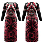 Aotearoa Ngai Te Rangi Personalised Couples Matching Long Sleeve Bodycon Dress and Hawaiian Shirt Maori Iwi Poutama Puhoro Tattoo