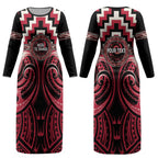 Aotearoa Ngai Te Rangi Personalised Couples Matching Long Sleeve Bodycon Dress and Long Sleeve Button Shirt Maori Iwi Poutama Puhoro Tattoo