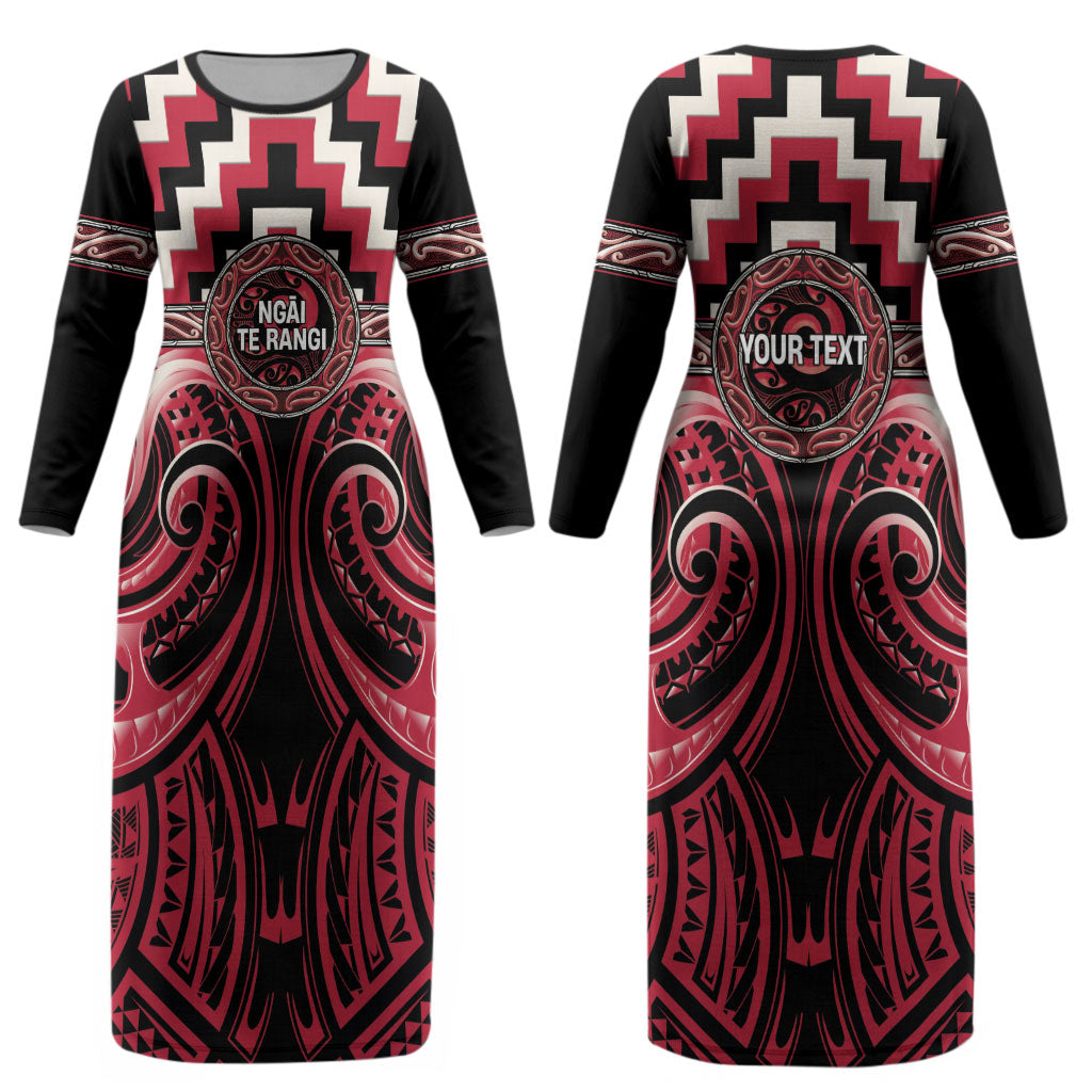 Aotearoa Ngai Te Rangi Personalised Couples Matching Long Sleeve Bodycon Dress and Long Sleeve Button Shirt Maori Iwi Poutama Puhoro Tattoo