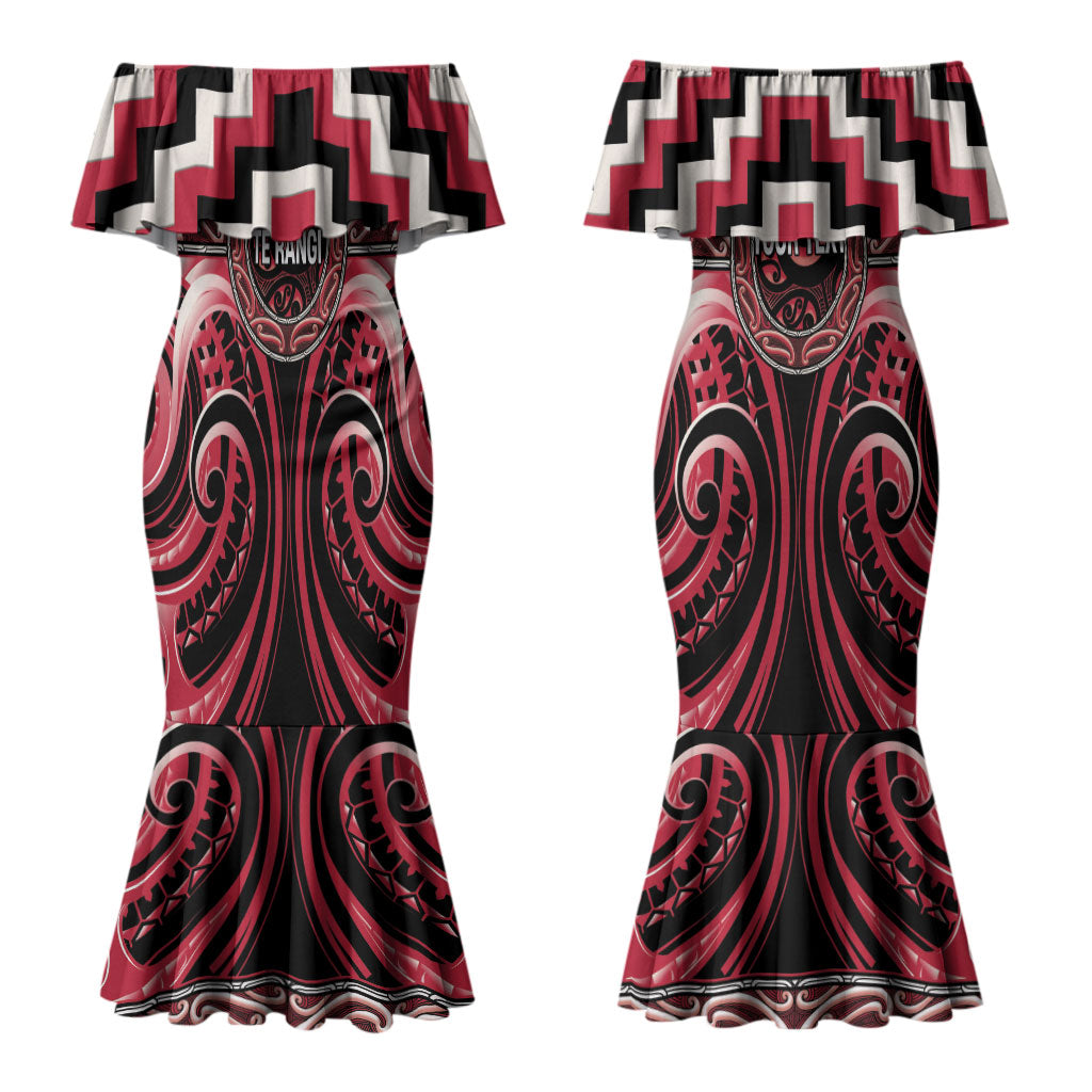 Aotearoa Ngai Te Rangi Personalised Couples Matching Mermaid Dress and Hawaiian Shirt Maori Iwi Poutama Puhoro Tattoo