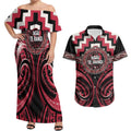 Aotearoa Ngai Te Rangi Personalised Couples Matching Off Shoulder Maxi Dress and Hawaiian Shirt Maori Iwi Poutama Puhoro Tattoo