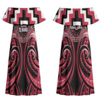 Aotearoa Ngai Te Rangi Personalised Couples Matching Off Shoulder Maxi Dress and Hawaiian Shirt Maori Iwi Poutama Puhoro Tattoo