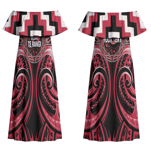 Aotearoa Ngai Te Rangi Personalised Couples Matching Off Shoulder Maxi Dress and Hawaiian Shirt Maori Iwi Poutama Puhoro Tattoo