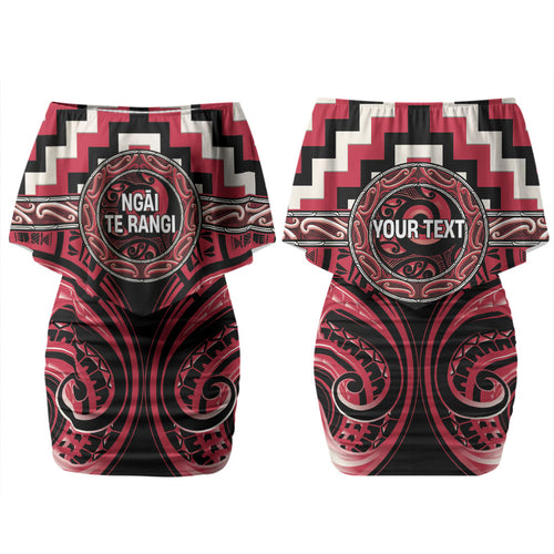 Aotearoa Ngai Te Rangi Personalised Couples Matching Off Shoulder Short Dress and Long Sleeve Button Shirt Maori Iwi Poutama Puhoro Tattoo