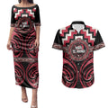 Aotearoa Ngai Te Rangi Personalised Couples Matching Puletasi and Hawaiian Shirt Maori Iwi Poutama Puhoro Tattoo