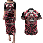 Aotearoa Ngai Te Rangi Personalised Couples Matching Puletasi and Hawaiian Shirt Maori Iwi Poutama Puhoro Tattoo