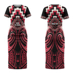 Aotearoa Ngai Te Rangi Personalised Couples Matching Short Sleeve Bodycon Dress and Hawaiian Shirt Maori Iwi Poutama Puhoro Tattoo
