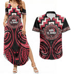 Aotearoa Ngai Te Rangi Personalised Couples Matching Summer Maxi Dress and Hawaiian Shirt Maori Iwi Poutama Puhoro Tattoo