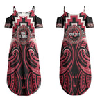 Aotearoa Ngai Te Rangi Personalised Couples Matching Summer Maxi Dress and Long Sleeve Button Shirt Maori Iwi Poutama Puhoro Tattoo