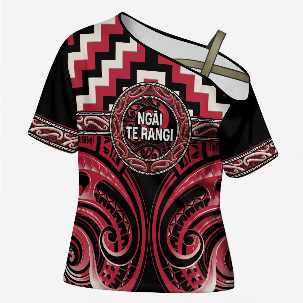 Aotearoa Ngai Te Rangi Personalised Cross Shoulder Shirt Maori Iwi Poutama Puhoro Tattoo