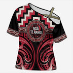 Aotearoa Ngai Te Rangi Personalised Cross Shoulder Shirt Maori Iwi Poutama Puhoro Tattoo