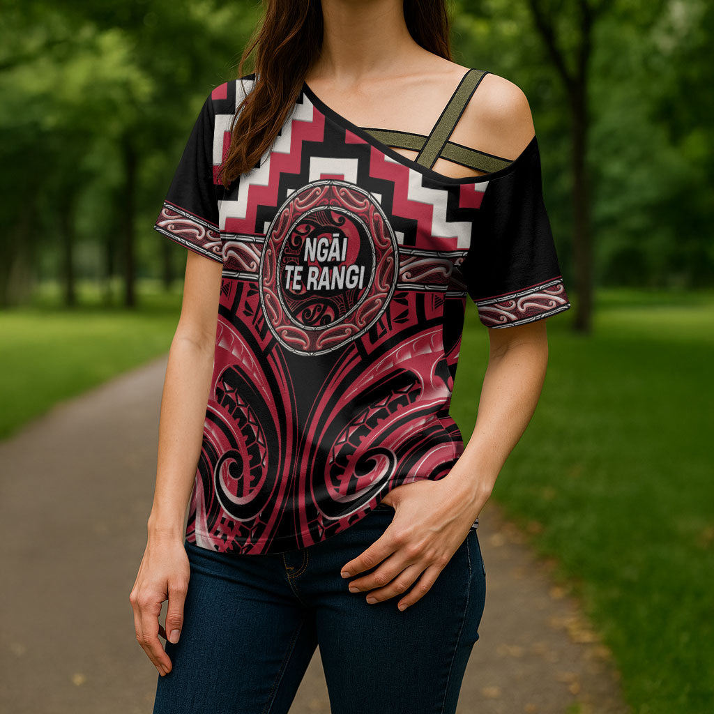 Aotearoa Ngai Te Rangi Personalised Cross Shoulder Shirt Maori Iwi Poutama Puhoro Tattoo