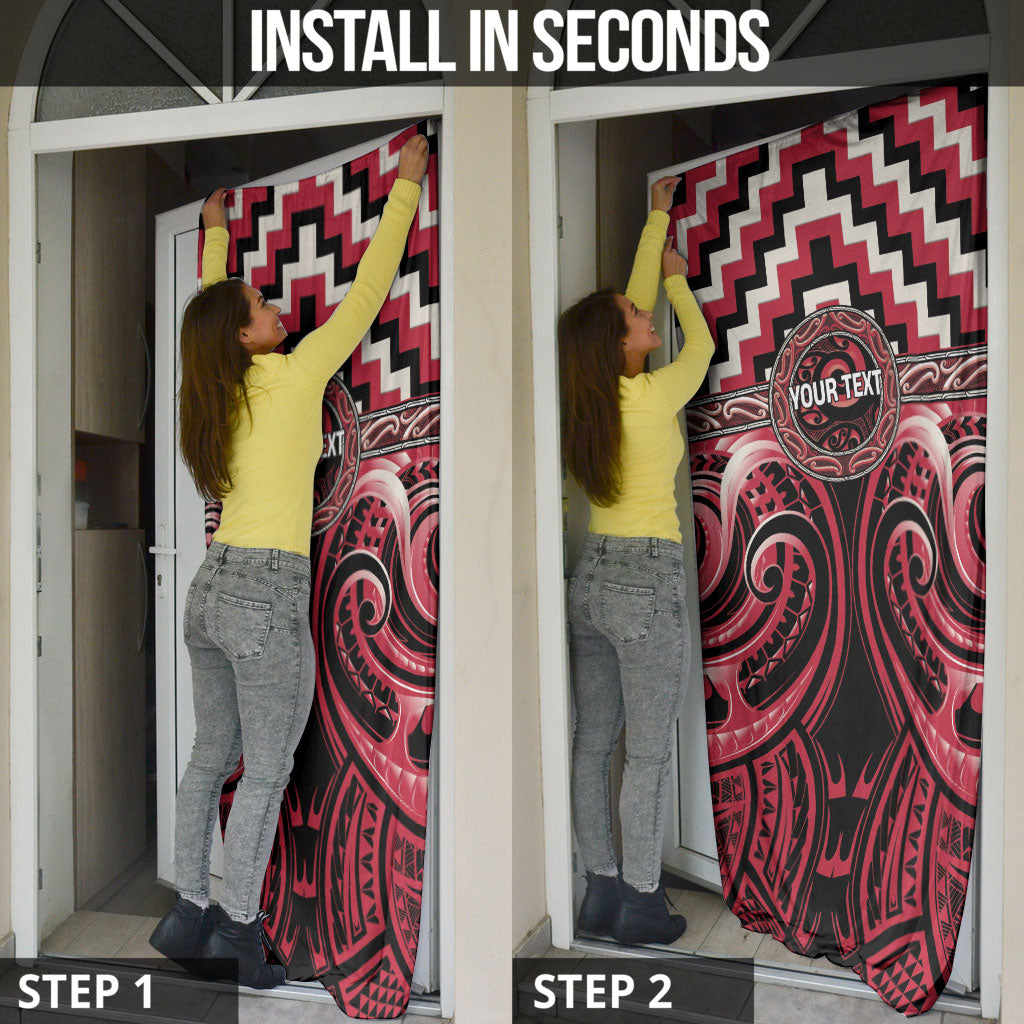Aotearoa Ngai Te Rangi Personalised Door Cover Maori Iwi Poutama Puhoro Tattoo