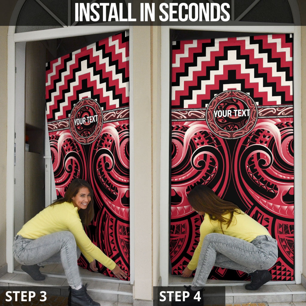 Aotearoa Ngai Te Rangi Personalised Door Cover Maori Iwi Poutama Puhoro Tattoo