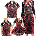 Aotearoa Ngai Te Rangi Personalised Family Matching Long Sleeve Bodycon Dress and Hawaiian Shirt Maori Iwi Poutama Puhoro Tattoo