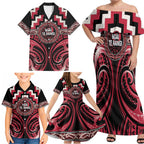 Aotearoa Ngai Te Rangi Personalised Family Matching Off Shoulder Maxi Dress and Hawaiian Shirt Maori Iwi Poutama Puhoro Tattoo
