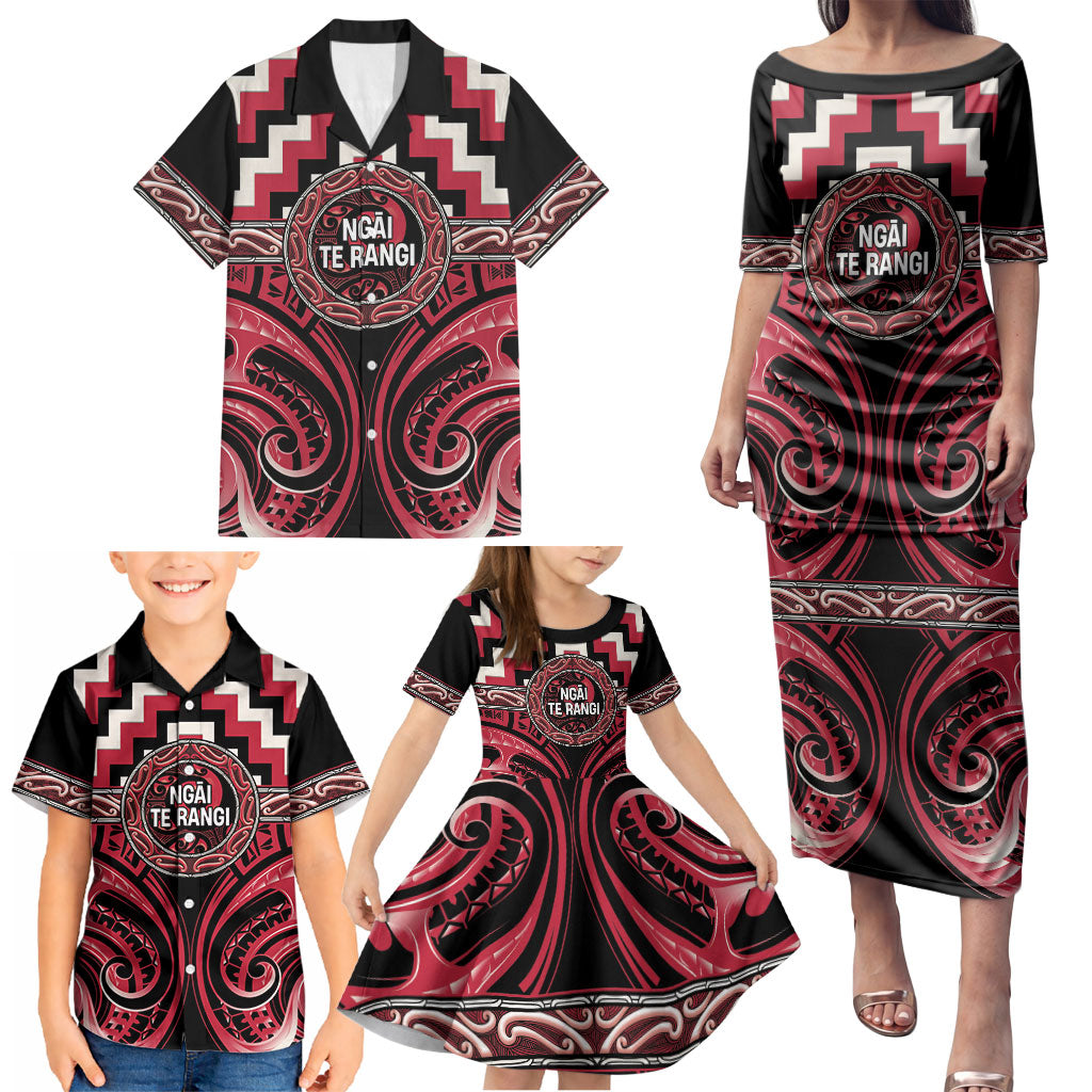 Aotearoa Ngai Te Rangi Personalised Family Matching Puletasi and Hawaiian Shirt Maori Iwi Poutama Puhoro Tattoo