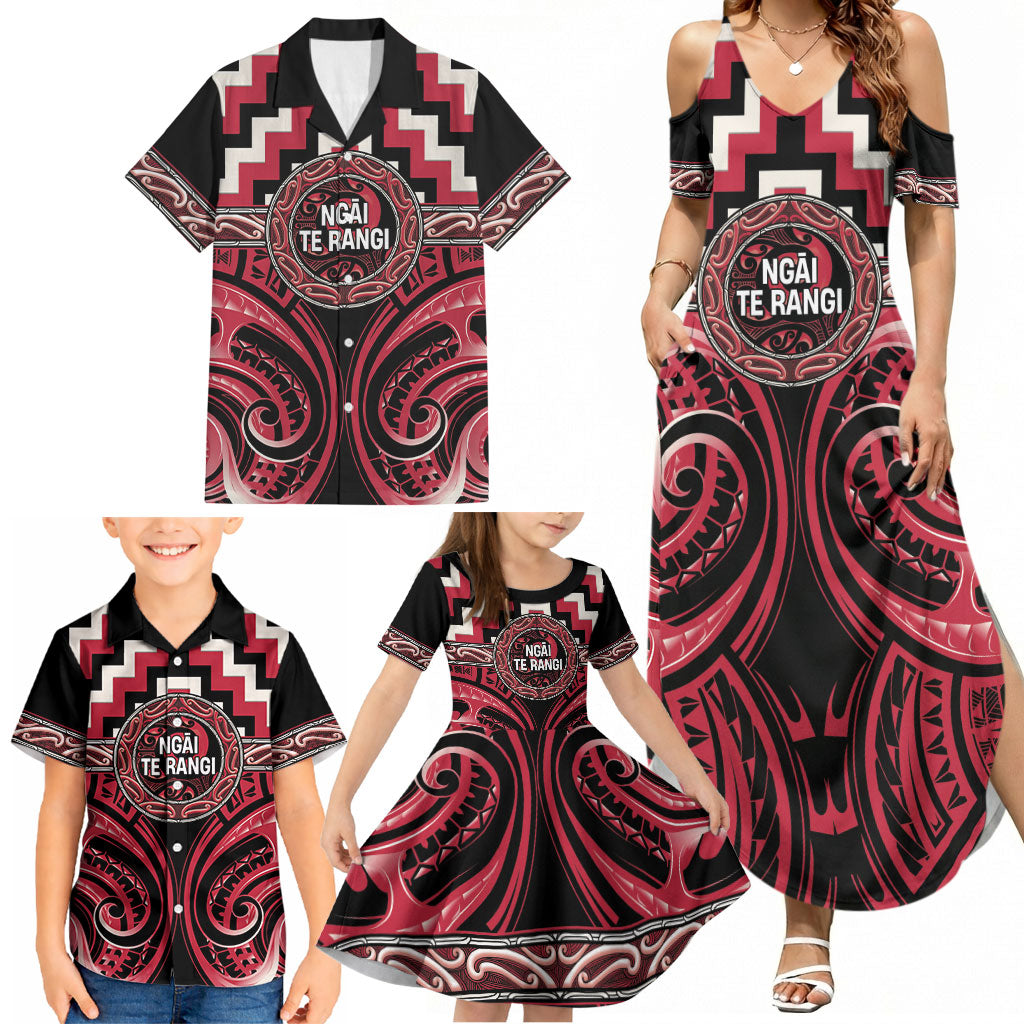 Aotearoa Ngai Te Rangi Personalised Family Matching Summer Maxi Dress and Hawaiian Shirt Maori Iwi Poutama Puhoro Tattoo