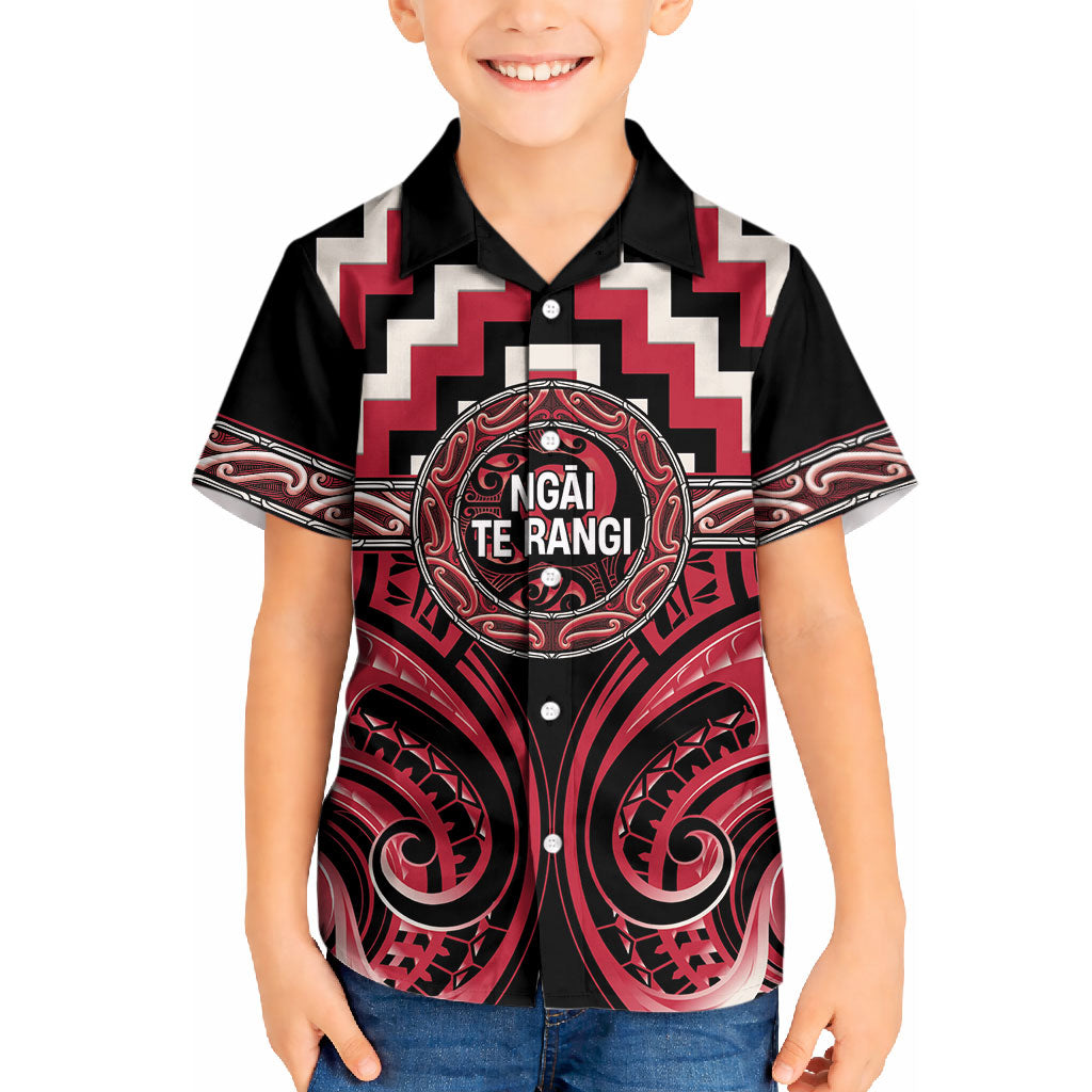 Aotearoa Ngai Te Rangi Personalised Kid Hawaiian Shirt Maori Iwi Poutama Puhoro Tattoo