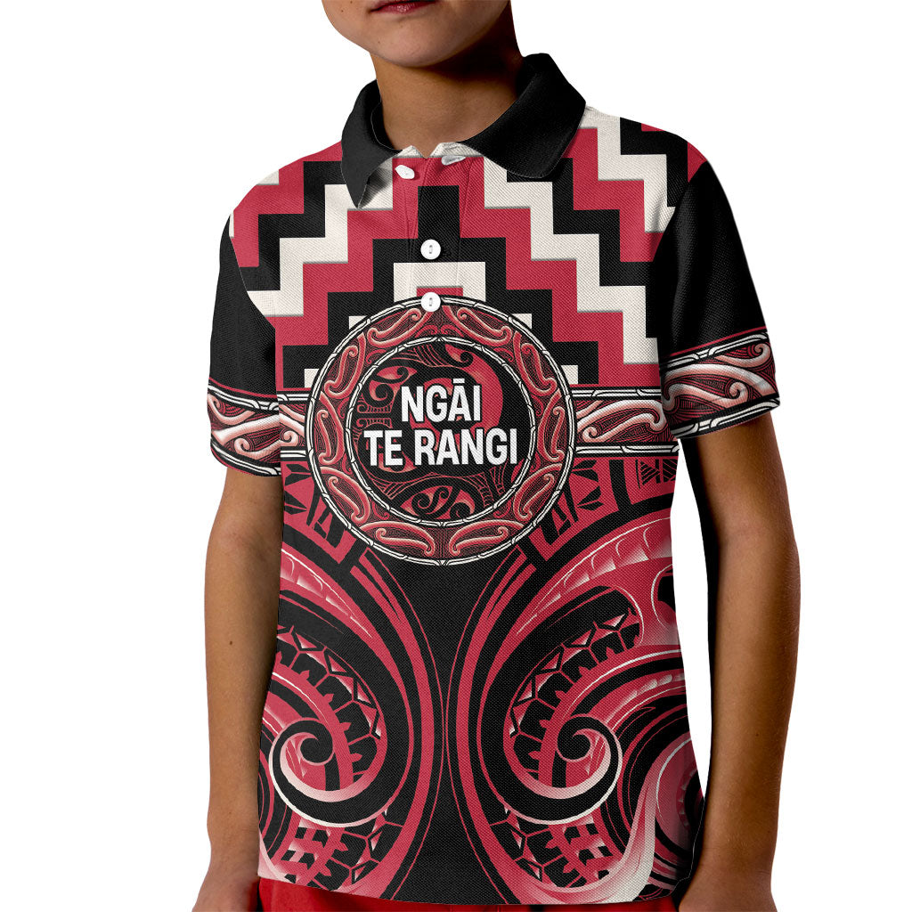 Aotearoa Ngai Te Rangi Personalised Kid Polo Shirt Maori Iwi Poutama Puhoro Tattoo