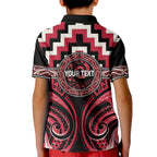Aotearoa Ngai Te Rangi Personalised Kid Polo Shirt Maori Iwi Poutama Puhoro Tattoo