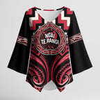 Aotearoa Ngai Te Rangi Personalised Kimono Sleeve Blouse Maori Iwi Poutama Puhoro Tattoo