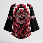 Aotearoa Ngai Te Rangi Personalised Kimono Sleeve Blouse Maori Iwi Poutama Puhoro Tattoo