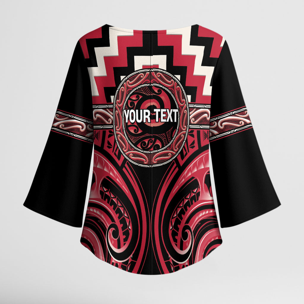 Aotearoa Ngai Te Rangi Personalised Kimono Sleeve Blouse Maori Iwi Poutama Puhoro Tattoo