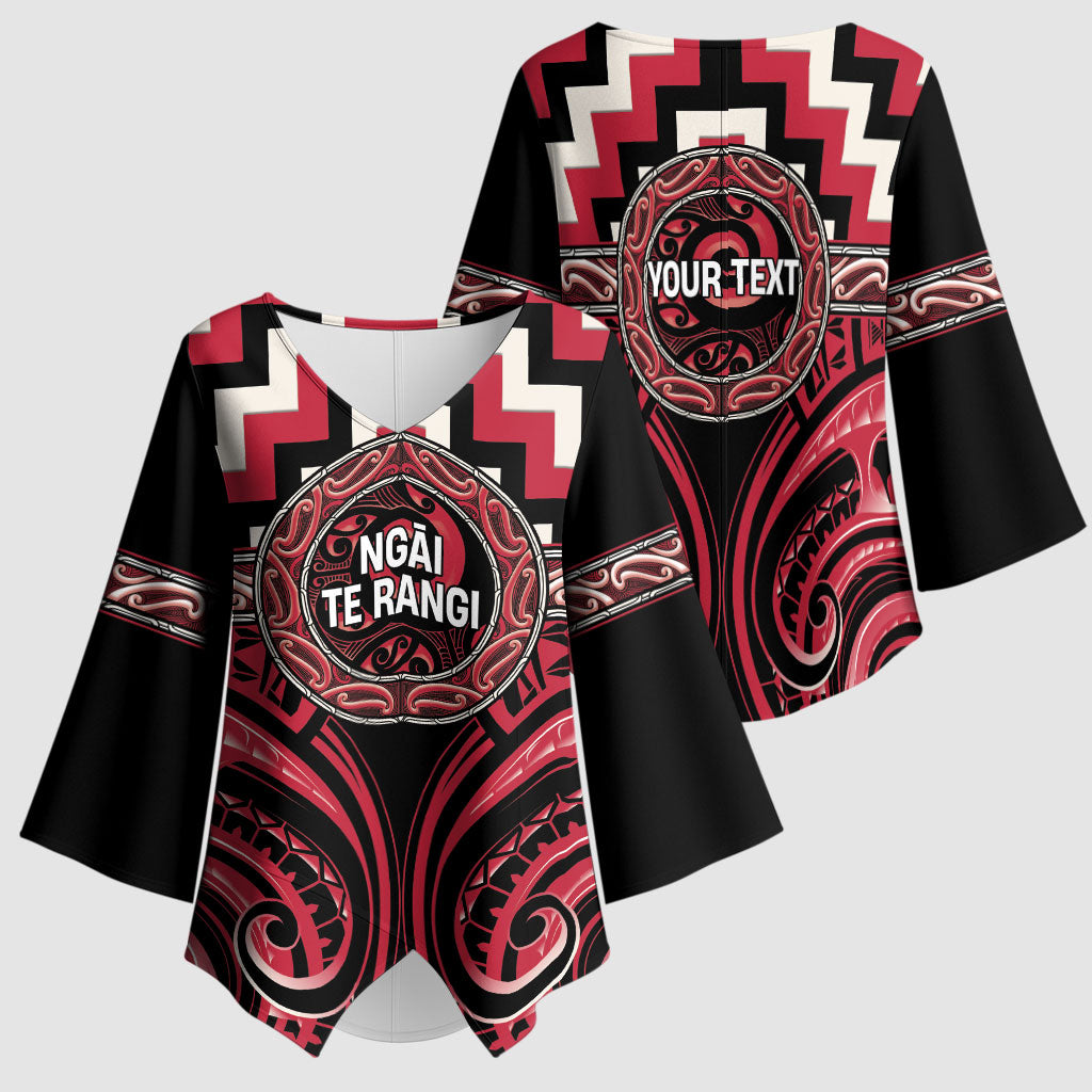 Aotearoa Ngai Te Rangi Personalised Kimono Sleeve Blouse Maori Iwi Poutama Puhoro Tattoo