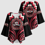 Aotearoa Ngai Te Rangi Personalised Kimono Sleeve Blouse Maori Iwi Poutama Puhoro Tattoo