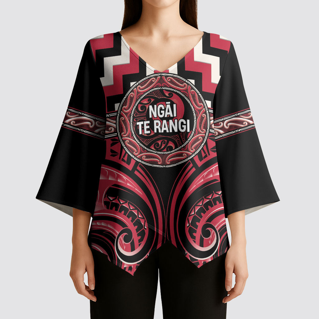 Aotearoa Ngai Te Rangi Personalised Kimono Sleeve Blouse Maori Iwi Poutama Puhoro Tattoo