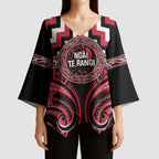 Aotearoa Ngai Te Rangi Personalised Kimono Sleeve Blouse Maori Iwi Poutama Puhoro Tattoo