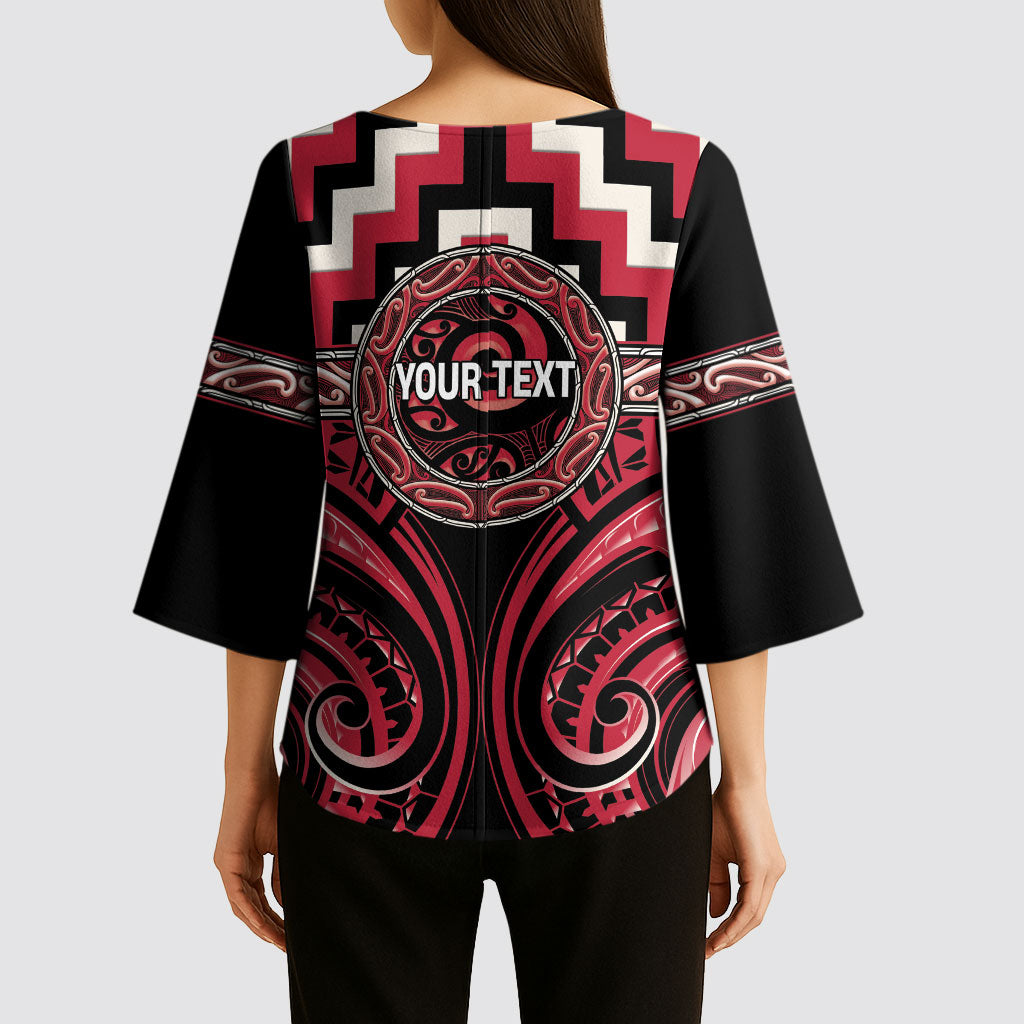 Aotearoa Ngai Te Rangi Personalised Kimono Sleeve Blouse Maori Iwi Poutama Puhoro Tattoo