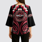 Aotearoa Ngai Te Rangi Personalised Kimono Sleeve Blouse Maori Iwi Poutama Puhoro Tattoo